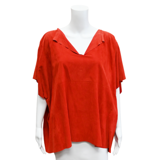 Red Raw Edge Suede Blouse