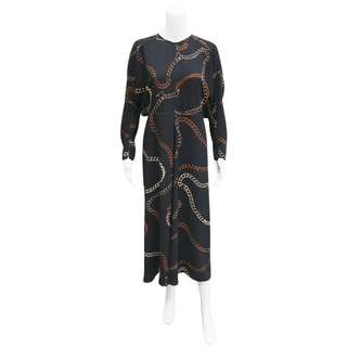 Chain-Print Dolman-Sleeve Midi Dress