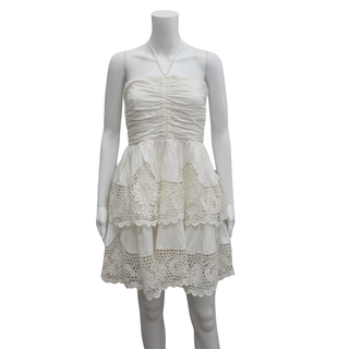 ULLA JOHNSON | Ivory Savannah Haltered Crochet Mini Dress