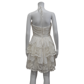 ULLA JOHNSON | Ivory Savannah Haltered Crochet Mini Dress