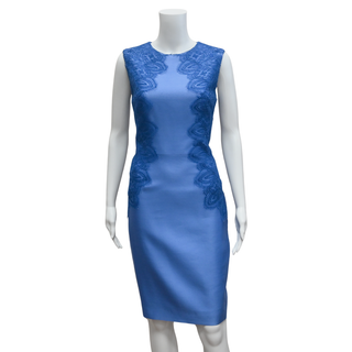 LELA ROSE | Blue Lace Overlay Midi Dress