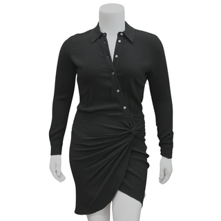 Black Wren Twist Button-Up Midi Dress