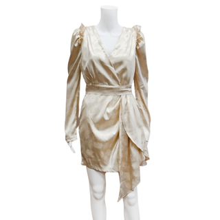BEULAH | Ivory Jacquard Leaf Mini Dress