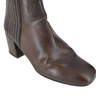 BRUNELLO CUCINELLI | Brown Monili Leather Booties