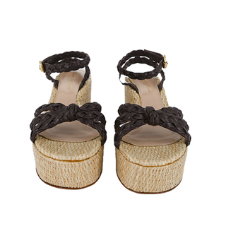 GIANVITO ROSSI | Kea Brown Woven Raffia Wedges