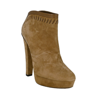 JIMMY CHOO | Beige Suede Platform Booties