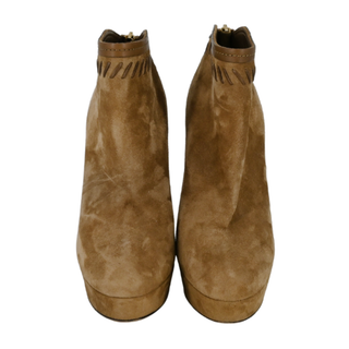 JIMMY CHOO | Beige Suede Platform Booties