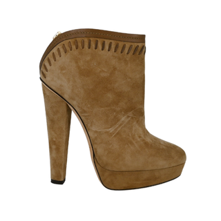 JIMMY CHOO | Beige Suede Platform Booties