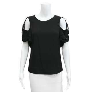 REBECCA TAYLOR | Black Cold-Shoulder Blouse