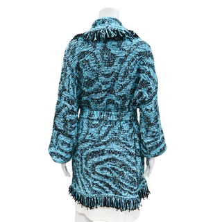 ALANUI | Blue & Black Knit Fringe Cardigan