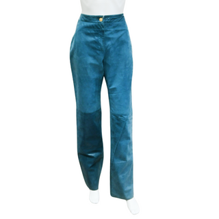 VERSACE JEANS COUTURE | Teal Crushed Suede Pants