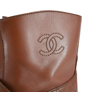 CHANEL | CC Quilted Leather Booties