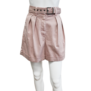 Pink Belted Denim Shorts