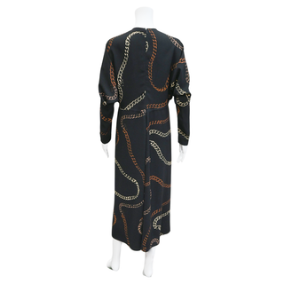 VICTORIA BECKHAM | Chain-Print Dolman-Sleeve Midi Dress