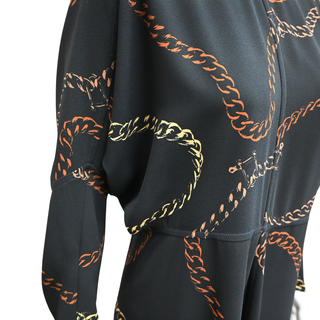 VICTORIA BECKHAM | Chain-Print Dolman-Sleeve Midi Dress
