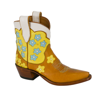 Floral Multicolor Leather Booties