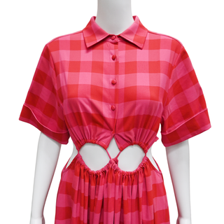 CULT GAIA | Keegan Checked Cutout Midi Dress
