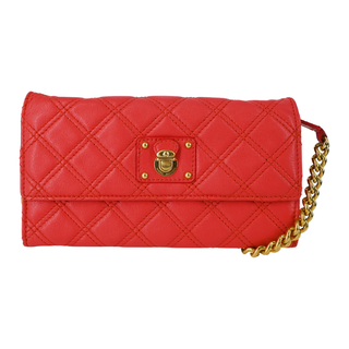 Red Quilted Wallet-On-Chain Crossbody Bag