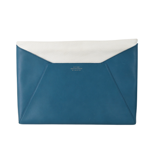 Two-Tone Leather Zip Clutch