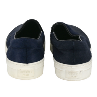 CELINE | Navy Ponyhair Slip-On Sneakers