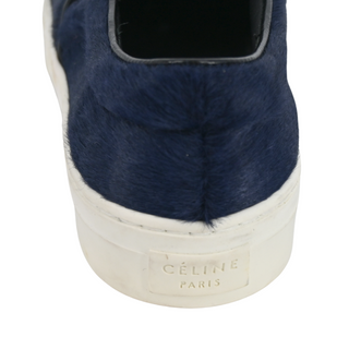 CELINE | Navy Ponyhair Slip-On Sneakers