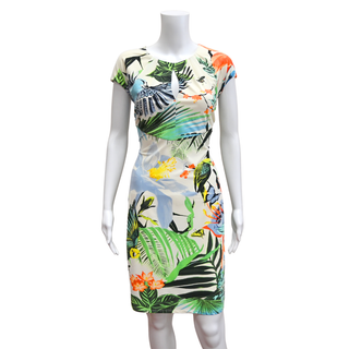 ROBERTO CAVALLI | Tropical Key Hole Midi Dress