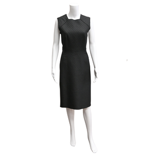 BOTTEGA VENETA | Black Fitted Wool Midi Dress