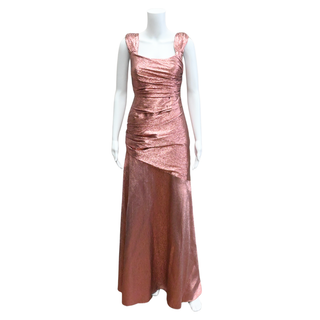 THEIA | Pink Santana Cap-Sleeve Gown