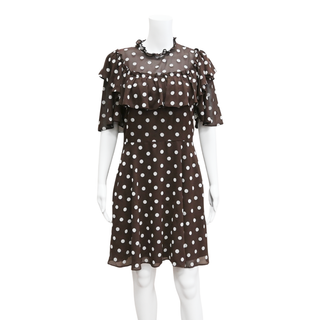 PEARL | Chestnut Dotted Ruffle Dress