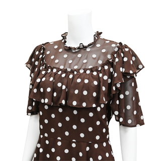 PEARL | Chestnut Dotted Ruffle Dress