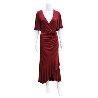 MICHAEL KORS COLLECTION | Burgundy Ruched Midi Dress