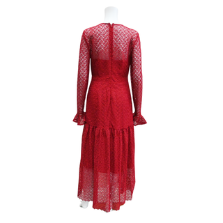 MONIQUE LHUILLIER | Maroon Lace Midi Dress