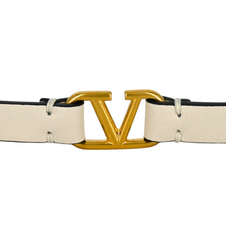 VALENTINO | Ivory V-Logo Leather Bracelet