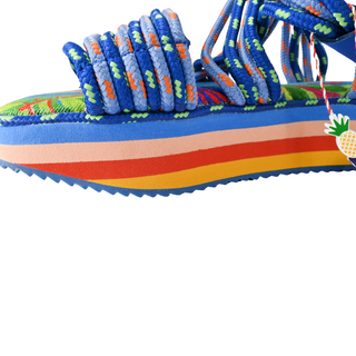 FARM RIO | Blue Tropical Platform Sandals