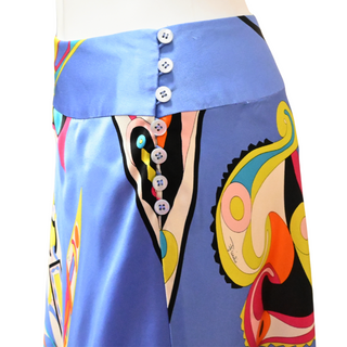 EMILIO PUCCI | Blue Compass Side Button Skirt