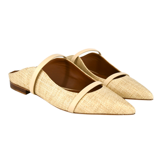 MALONE SOULIERS | Cream Raffia Maureen Flats