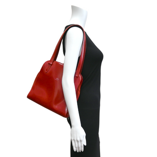 LONGCHAMP | Red Leather Side Suede Shoulder Bag