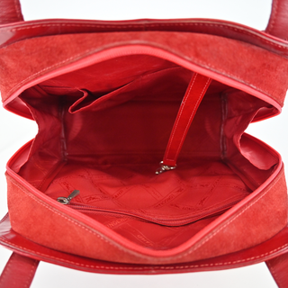 LONGCHAMP | Red Leather Side Suede Shoulder Bag