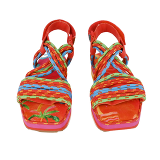 FARM RIO | Red Tropical Platform Sandals