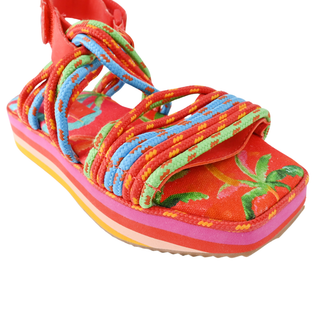 FARM RIO | Red Tropical Platform Sandals