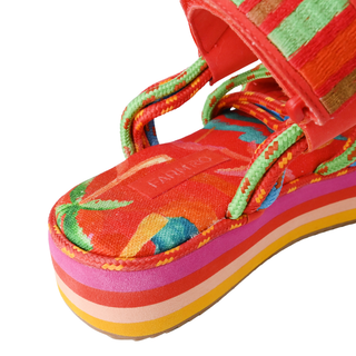 FARM RIO | Red Tropical Platform Sandals