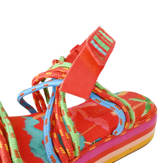 FARM RIO | Red Tropical Platform Sandals