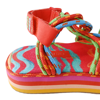 FARM RIO | Red Tropical Platform Sandals