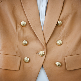 Cooke Tan Leather Dickey Blazer