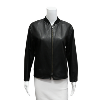 VINCE | Black Leather Bomber Jacket