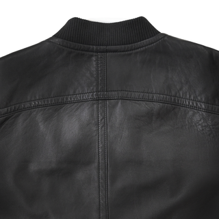 Black Leather Bomber Jacket