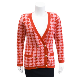 L'AGENCE | Maddy Houndstooth Double-Breasted Cardigan