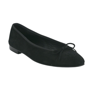 CHANEL | Black Suede CC Ballet Flats