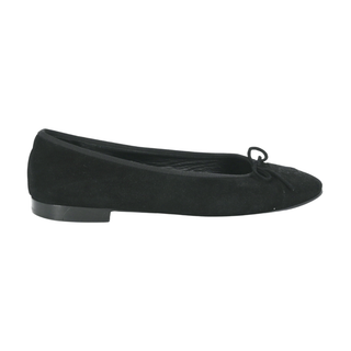 CHANEL | Black Suede CC Ballet Flats