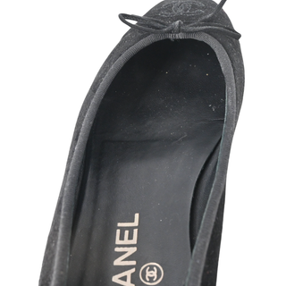 CHANEL | Black Suede CC Ballet Flats